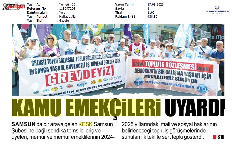 16 Ağustos İş Bırakma Gazeteler