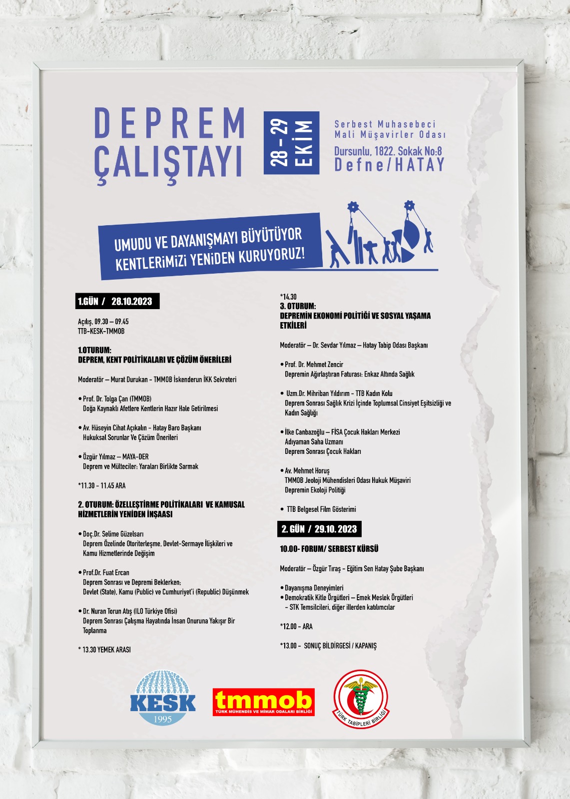 28- 29 Ekim Deprem Çalıştayı / Hatay